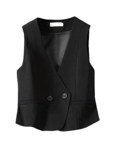 Women's Lightweight Sleeveless Blazer Vest — Black