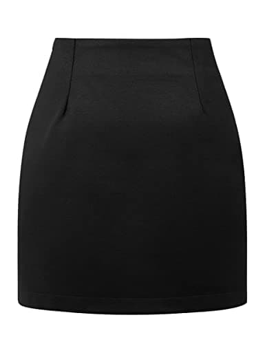 High Waist Plaid Bodycon Pencil Skirt — Pure Black