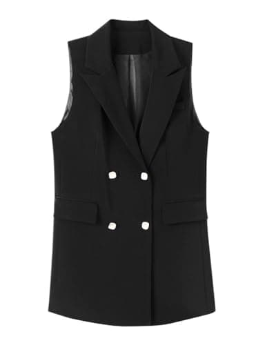 Double Breasted Sleeveless Blazer Vest for Women
