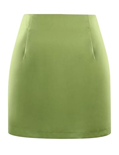 Satin Mini Skirts for Trendy Women — Green