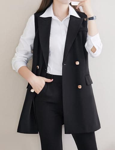 Double Breasted Sleeveless Blazer Vest for Women