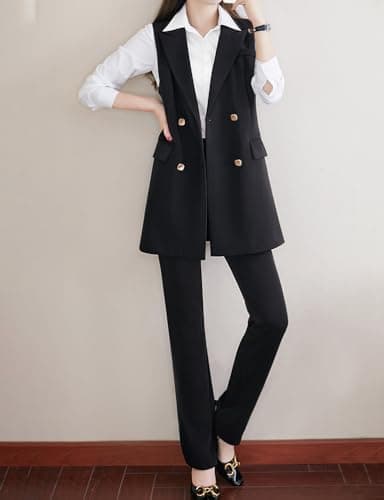 Double Breasted Sleeveless Blazer Vest for Women