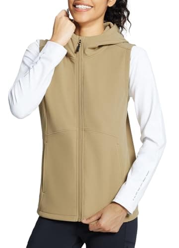 Lightweight Women's Vest with Zipper Pockets for Running, Hiking, Golf — Hood-khaki