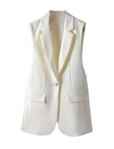 Sleeveless Blazer Jacket for Women — Beige