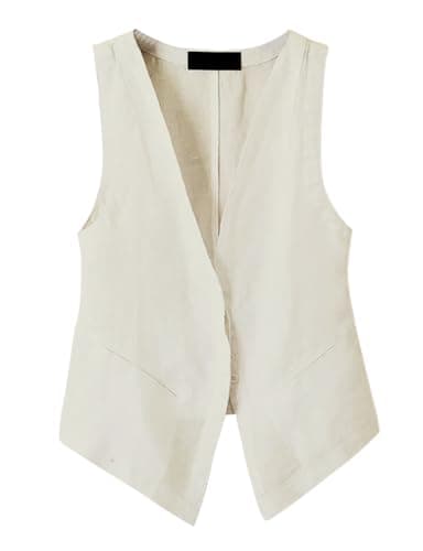 Sleeveless Linen Vest Tops for Women — Beige