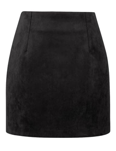 High Waist Plaid Bodycon Pencil Skirt — Suede Black