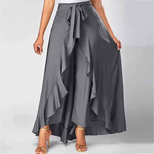 Women's High Waisted Ruffle Palazzo Pants