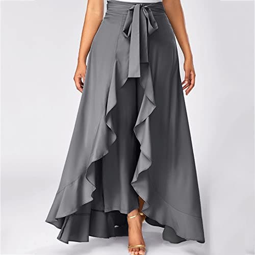 Women's High Waisted Ruffle Palazzo Pants