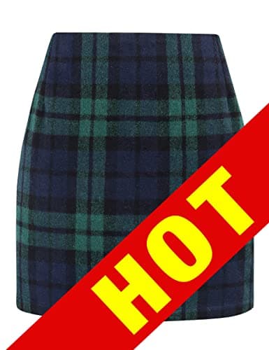 High Waist Plaid Bodycon Pencil Skirt — Green