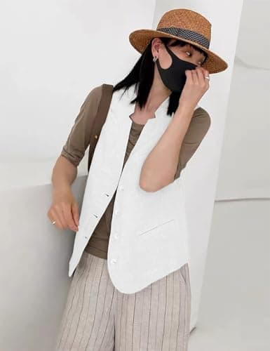 Lightweight Linen Vest for Women – Sleeveless Blazer for Spring/Summer