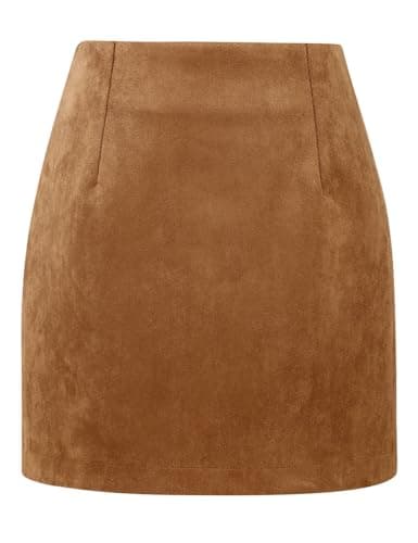 High Waist Plaid Bodycon Pencil Skirt — Suede Brown