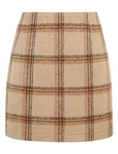 High Waist Plaid Bodycon Pencil Skirt — Khaki 01