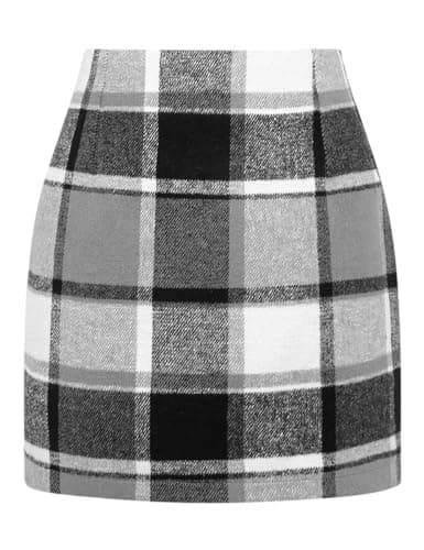 High Waist Plaid Bodycon Pencil Skirt — Grey New
