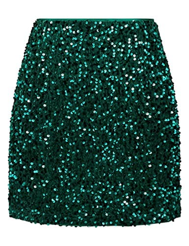 Sequin Mini Skirt for Women Trendy 2023 — Dark Green