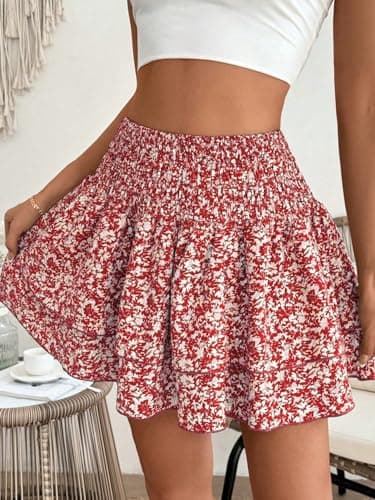 ELDINA Women's Summer Mini Skirt with Double Ruffle Hem 2024