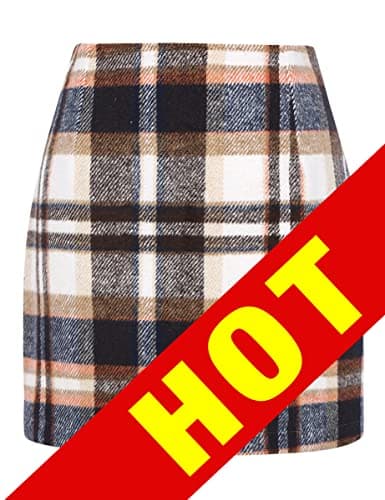 High Waist Plaid Bodycon Pencil Skirt — Brown