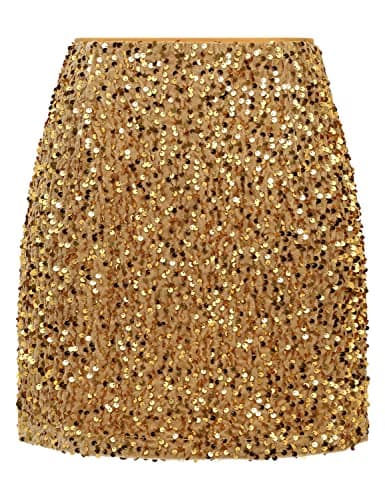 Sequin Mini Skirt for Women Trendy 2023 — Gold