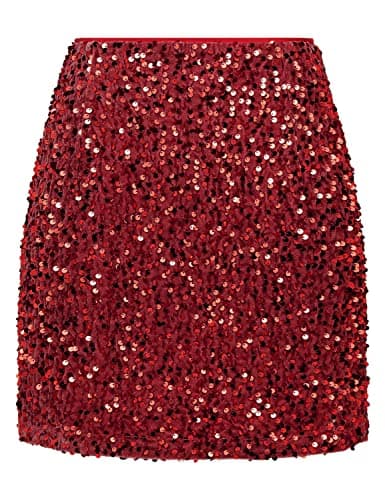 Sequin Mini Skirt for Women Trendy 2023 — Red