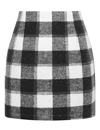 High Waist Plaid Bodycon Pencil Skirt — Black New