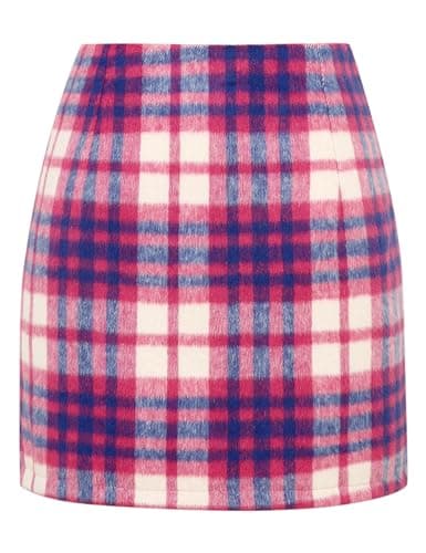 High Waist Plaid Bodycon Pencil Skirt — Rose