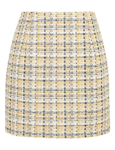 High Waist Plaid Bodycon Pencil Skirt — Grid Yellow