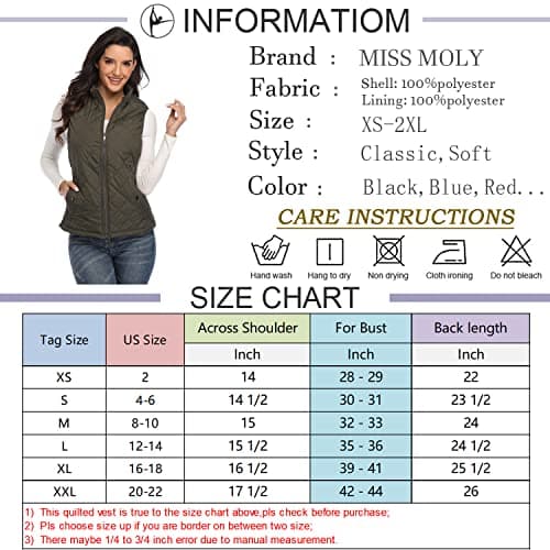 MISS MOLY Women's Lightweight Quilted Vest