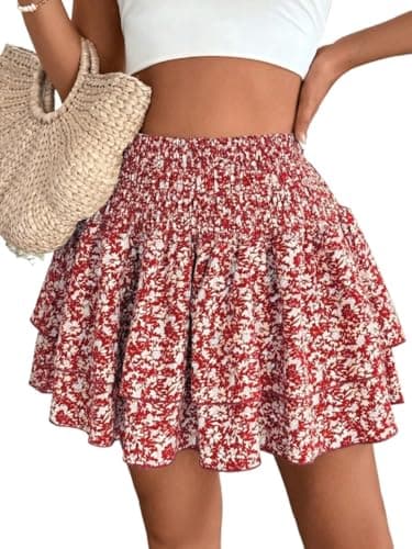 ELDINA Women's Summer Mini Skirt with Double Ruffle Hem 2024