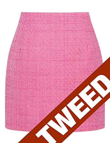 High Waist Plaid Bodycon Pencil Skirt — Tweed Pink