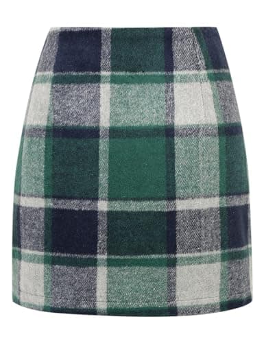 High Waist Plaid Bodycon Pencil Skirt — Green 02