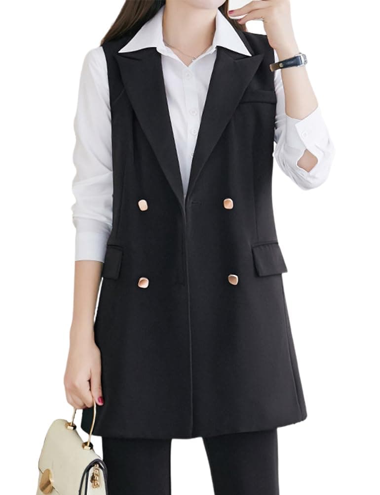 Double Breasted Sleeveless Blazer Vest for Women