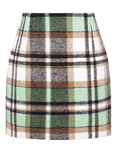 High Waist Plaid Bodycon Pencil Skirt — Green New
