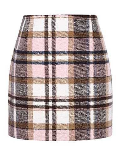 High Waist Plaid Bodycon Pencil Skirt — Pink