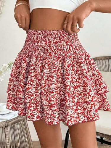 ELDINA Women's Summer Mini Skirt with Double Ruffle Hem 2024
