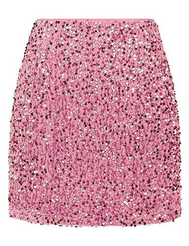 Sequin Mini Skirt for Women Trendy 2023 — Bright Pink