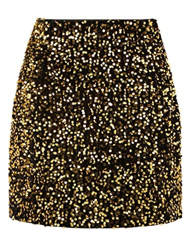 Sequin Mini Skirt for Women Trendy 2023 — Black Gold