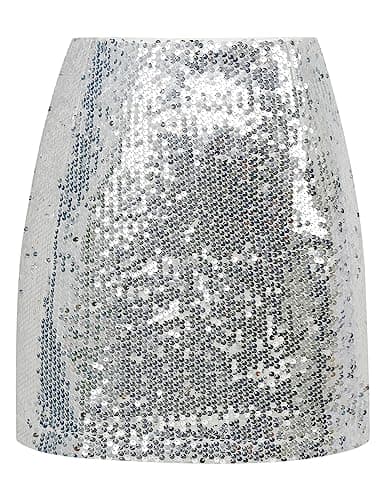 Sequin Mini Skirt for Women Trendy 2023 — Silver