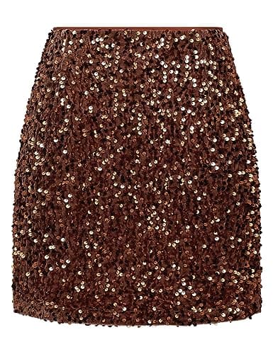 Sequin Mini Skirt for Women Trendy 2023 — Brown